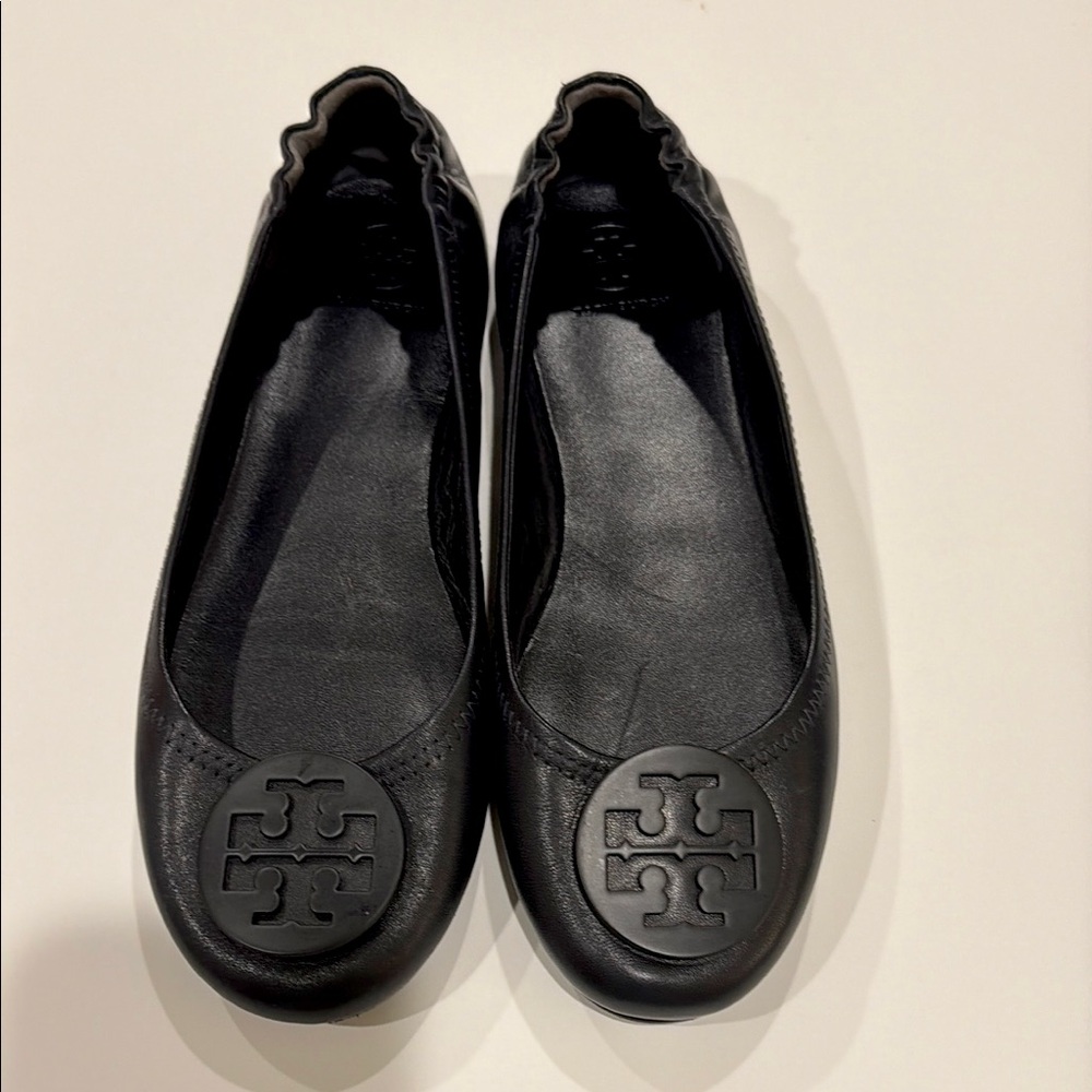 NWOT - Tory Burch Reva Black Leather Ballet Flats - Size 9